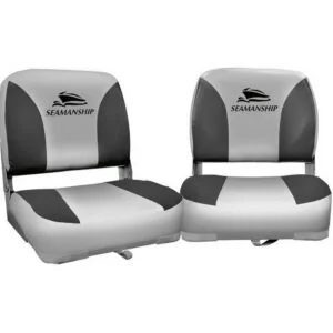 Seamanship Folding Swivel Base Boat Seats x 2 - Grey