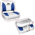 Seamanship Folding Swivel Base Boat Seats x 2 – White and Blue