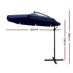 3m Deluxe Cantilevered Outdoor Umbrella – Navy
