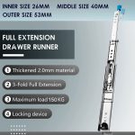 610mm 150kg Draw Roller Slide Rails