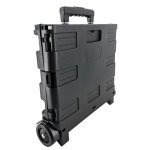 Foldable Plastic Shopping Trolley With Wheels – Black