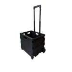 Foldable Plastic Shopping Trolley With Wheels – Black
