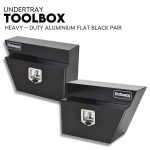 600mm Underbody Ute Tray Toolbox Set – Black Aluminium