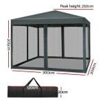 Instahut 3 x 3m Gazebo with Side Mesh Walls – Grey