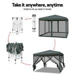 Instahut 3 x 3m Gazebo with Side Mesh Walls – Grey
