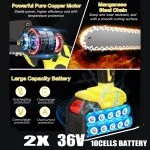 36V 8″ Mini Cordless Electric Chainsaw with 2x Batteries