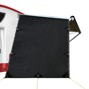 2.2 x 1.95m Caravan Roll Out Awning Sun Shade Wall - Black