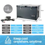 Gecko 75L Dual Zone Portable Fridge/Freezer 12/24/240V