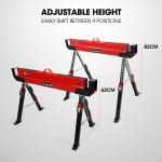 Baumr-AG 2 x Steel Saw Horse, Folding Height Adjustable Sawhorse, 1180kg Capacity, 2×4 Support Arms