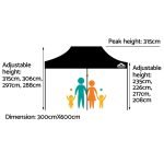 Instahut 6 x 3m Pop-Up Gazebo with Base Pods – Black