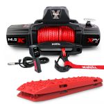 X-BULL 14,500-pound Winch with Synthetic Rope – With 2 x Red Gen 3.0 Recovery Tracks