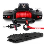 X-BULL 14,500-pound Winch with Synthetic Rope – With 2 x Black Gen 3.0 Recovery Tracks