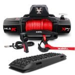X-BULL 14,500-pound Winch with Synthetic Rope – With 2 x Black Gen 2.0 Recovery Tracks