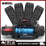 X-BULL 12,000-pound Winch with Synthetic Rope – With 4 x Black Gen 3.0 Recovery Tracks