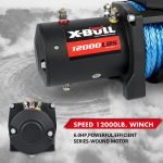 X-BULL 12,000-pound Winch with Synthetic Rope – With 2 x Black Gen 3.0 Recovery Tracks