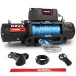 X-BULL 12,000-pound Winch with Synthetic Rope – With 2 x Black Gen 3.0 Recovery Tracks