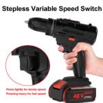 48V Heavy Duty Brushless Cordless Impact Hammer Drill with 2 Batteries