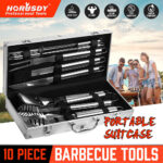 10-Piece Stainless Steel BBQ Tool Set with Case