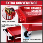3-Tier Tool Trolley – Red