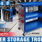 3-Tier Tool Trolley with Organiser – Blue