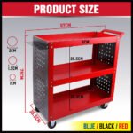 3-Tier Tool Trolley with Organiser – Red