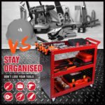 3-Tier Tool Trolley with Organiser – Red