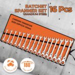 16-Piece 6 to 24mm Ratchet Spanner Set