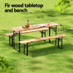 3-piece Folding Wooden Outdoor Dining Set
