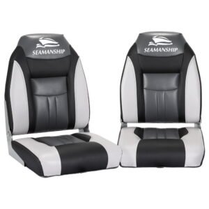 Seamanship Folding Swivel Base Boat Chars x 2 - Grey and Black