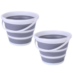 10L Collapsible Silicone Bucket – Grey/White x 2
