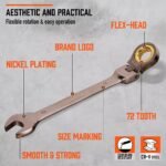 18Pc Flexi-Head Ratchet Spanner Set Metric 6-30mm