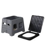 Portable Folding Outdoor Toilet with Lid – 150kg Capacity – Grey