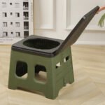 Portable Folding Outdoor Toilet with Lid – 150kg Capacity – Green