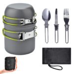 Compact Outdoor Camping Cookware Set – Green And Grey