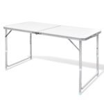 Aluminium Folding Adjustable Camping Picnic Table 120 x 60 cm – white