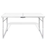Aluminium Folding Adjustable Camping Picnic Table 120 x 60 cm – white