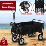 Foldable Collapsible Camp Trolley with Brake – Black