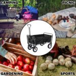 Foldable Collapsible Camp Trolley with Brake – Black