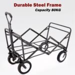 Foldable Collapsible Camp Trolley with Brake – Black