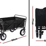 Foldable Collapsible Camp Trolley with Brake – Black