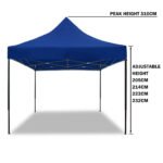3x3m Pop Up Gazebo with 3-Side Wall – Blue