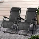 2 x Zero Gravity Folding Chairs – Black