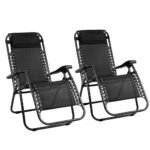 2 x Zero Gravity Folding Chairs – Black