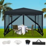 3 x 3m Gazebo with Fly Mesh Walls – Black