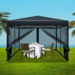 3 x 3m Gazebo with Fly Mesh Walls – Black