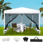3 x 3m Gazebo with Fly Mesh Walls – White