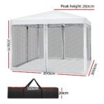 3 x 3m Gazebo with Fly Mesh Walls – White