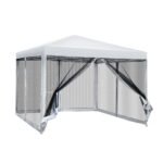 3 x 3m Gazebo with Fly Mesh Walls – White