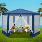 Hexagonal Party Gazebo with Mesh Sidewalls