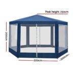 Hexagonal Party Gazebo with Mesh Sidewalls